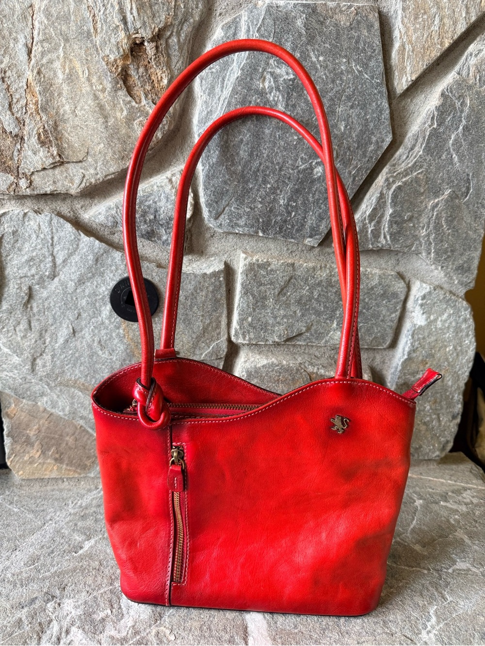 Pratesi Firenze Consuma Red Italian Convertible Tote Backpack